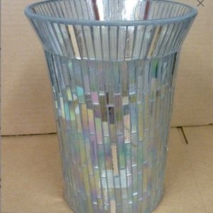 Tall Mission Style Candle Holder Mosaic Iridescent Effect